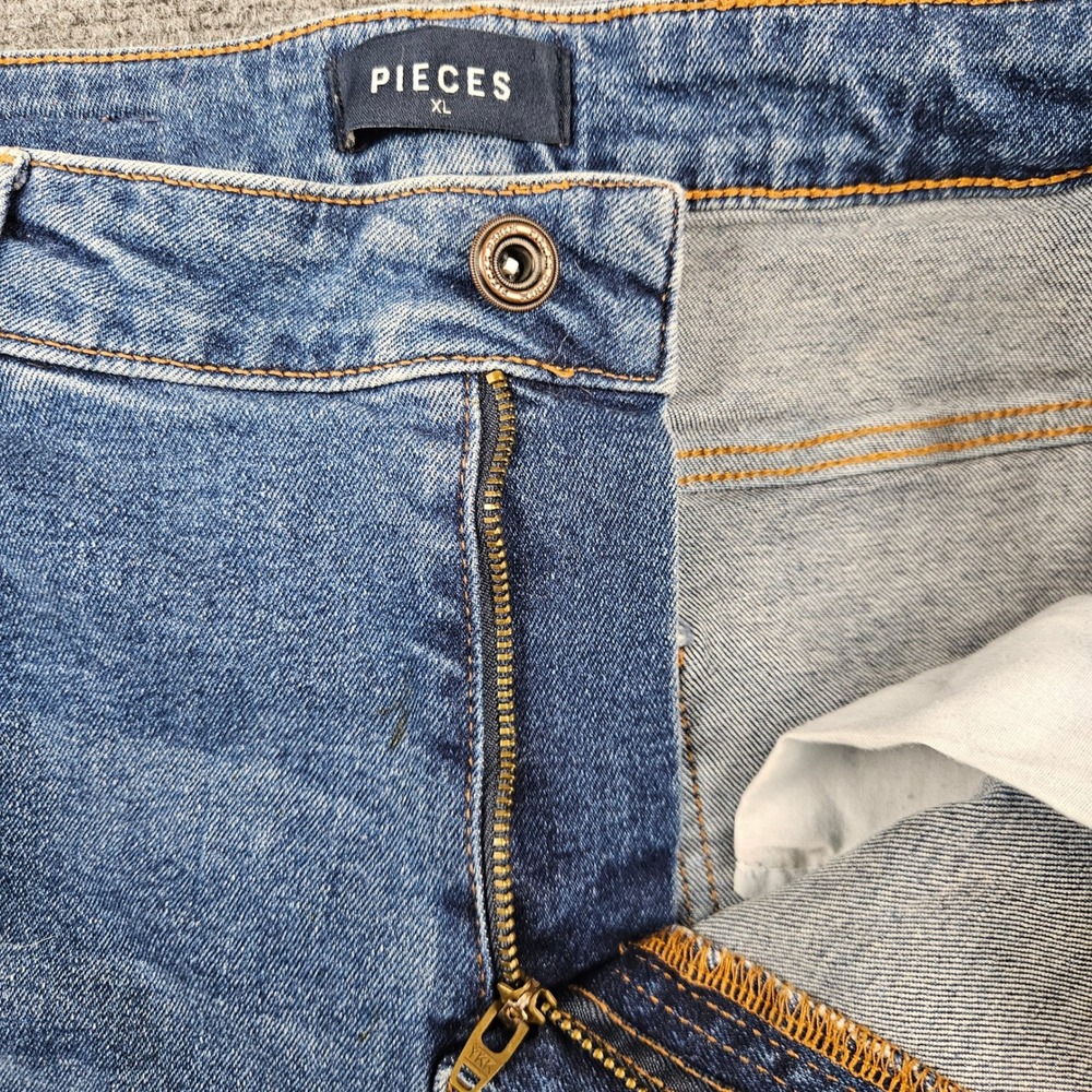 PIECES Mom HW ANK JNS High Waisted Ankle Jeans Blue Medium Wash XL 17102087 - Picture 9 of 14